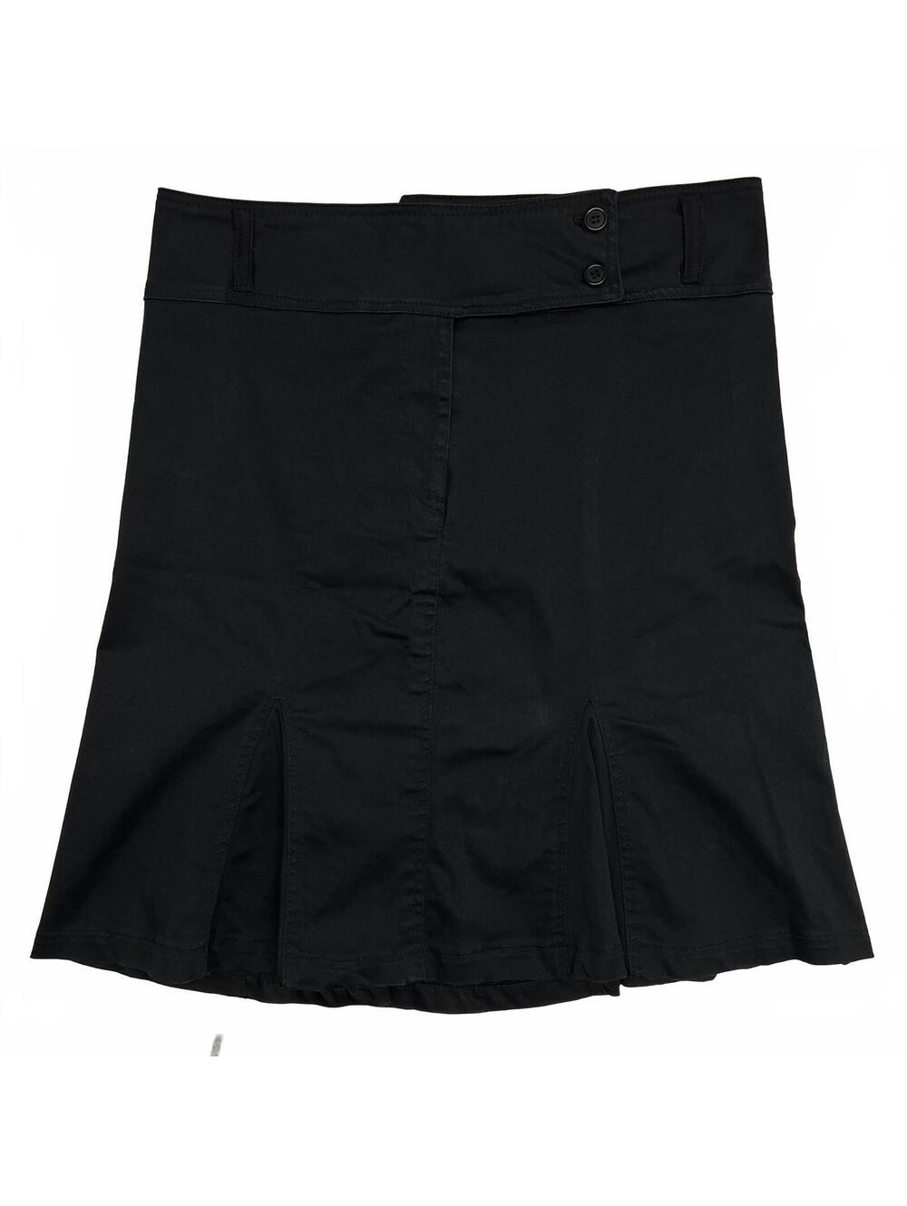 Vintage Flagrance Black Midi Pleated Skirt 2 Buttons Closure A Line Cut Sz 7